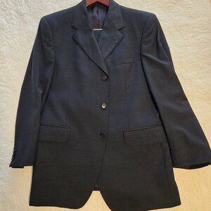Men's Navy Blue Graph Check Pattern Men's 2 piece suit